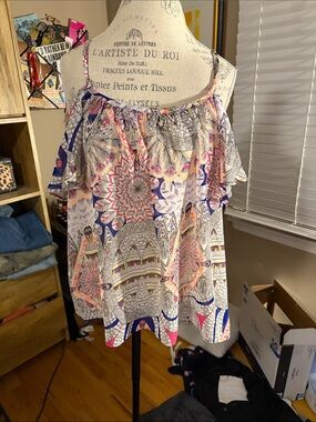 Bohemian Floral Off-Shoulder Women’s Top in Multi-Color - Large